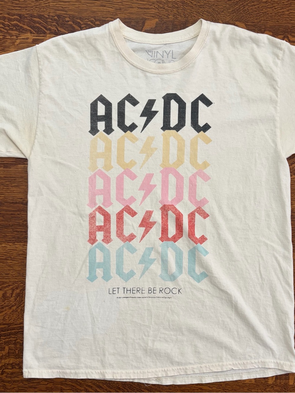 AC/DC Graphic Tee in Cream with Multicolor Print